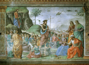 DOMENICO TORNABUONI,
Predicazione del Battista,
1485-1490, Firenze,
Cappella Tornabuoni